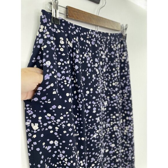 Pendleton Women’s Floral Navy Maxi Skirt Sz 6 Side Slit Cottage Prairie Modest - Picture 5 of 12